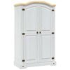 vidaXL Kleiderschrank Mexiko-Stil Kiefernholz 2 T&uuml;ren Wei&szlig;