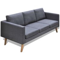 vidaXL Sofa 3-Sitzer Stoff Dunkelgrau