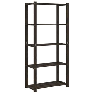 vidaXL Lagerregal mit 5 B&ouml;den Schwarz 80x38x170 cm Massivholz Kiefer