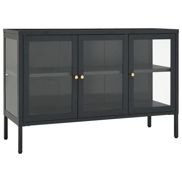 vidaXL Sideboard Anthrazit 105x35x70 cm Stahl und Glas