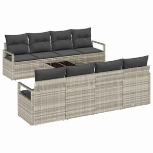 vidaXL Sofa Set 7 Stk. 6-Sitzanzahl Hellgrau Poly Rattan
