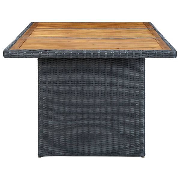 vidaXL Gartentisch Dunkelgrau Poly Rattan und Akazie Massivholz