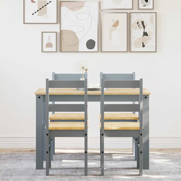 vidaXL 5-tlg. Essgruppe Panama Grau Massivholz Kiefer