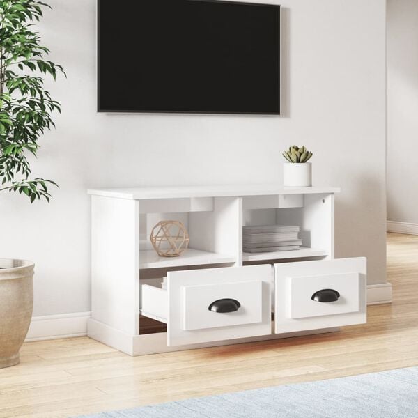 vidaXL TV-Schrank Hochglanz-Wei&szlig; 80x35x50 cm Holzwerkstoff