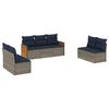 vidaXL 7-teiliges Gartensofa-Set mit Kissen, grau, Polyrattan