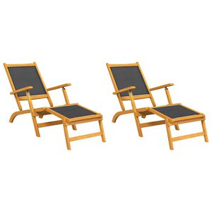 vidaXL Garten-Liegest&uuml;hle 2 Stk. Massivholz Akazie und Textilene