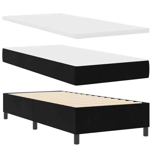vidaXL Boxspringbett mit Matratze Schwarz 200 x 100 cm Samt