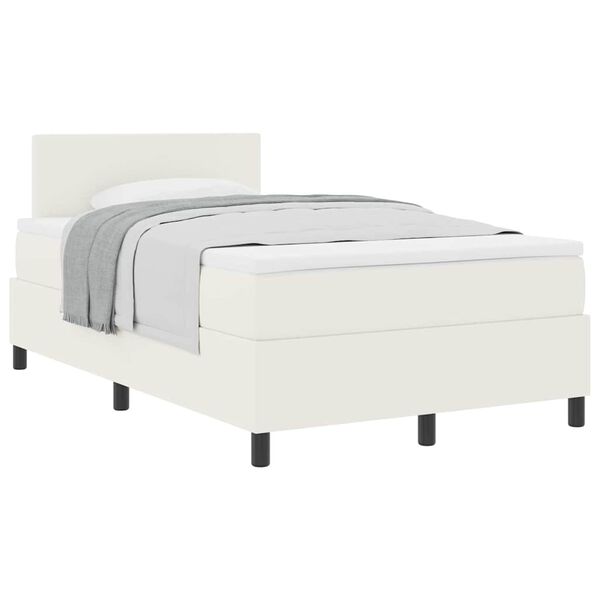 vidaXL Boxspringbett Creme und Wei&szlig; 120 x 200 cm Cordstoff
