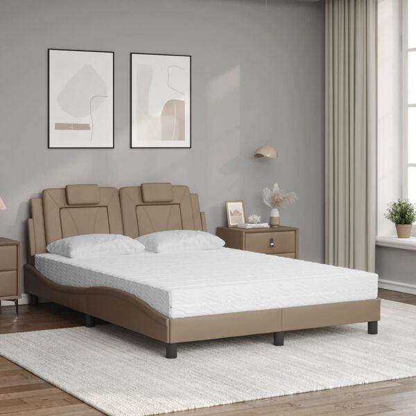 vidaXL Bett "Viana" mit Matratze Cappuccino-Braun 120x200 cm Kunstleder