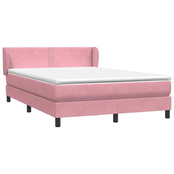vidaXL Boxspringbett mit Matratze Rosa 160x210 cm Samt