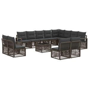 vidaXL Gartensofa-set 13 stk. Grau Poly-Rattan