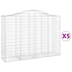 vidaXL Gabionen mit Hochbogen 5 Stk. 200x50x140/160cm Verzinktes Eisen