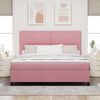 vidaXL LED Boxspringbett mit Matratze Rosa 180 x 200 cm Samt