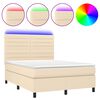 vidaXL Boxspringbett mit Matratze & LED Creme 140x200 cm Stoff