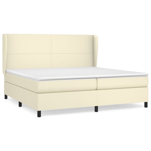 vidaXL Boxspringbett mit Matratze Creme 200x200 cm Kunstleder