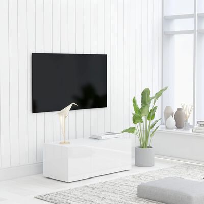 vidaXL TV-Schrank Hochglanz-Weiß 80x34x30 cm Holzwerkstoff