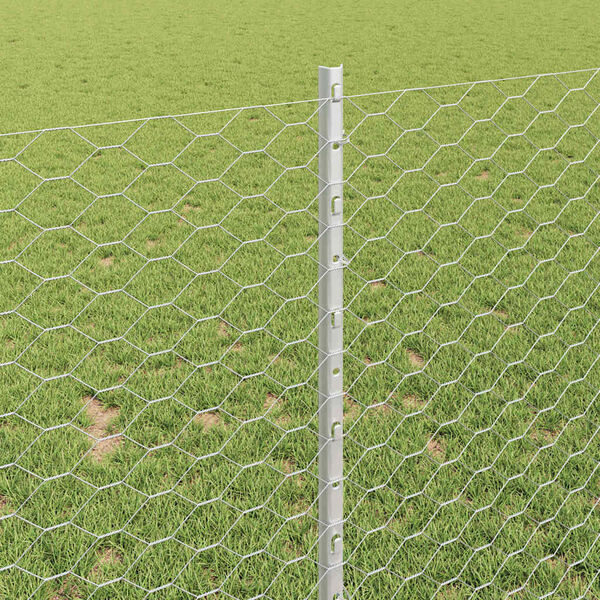 vidaXL Zaun mit Pfosten Silber 1 x 50 m Stahl