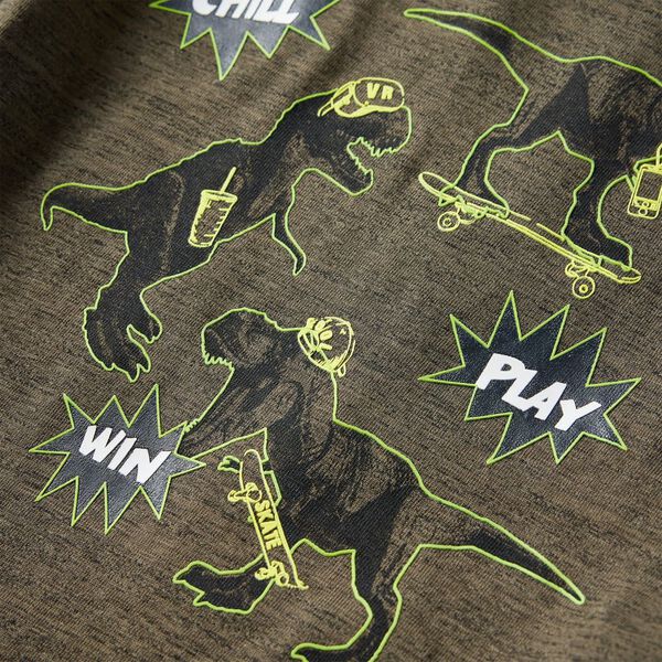 Kinder-Langarmshirt Dunkles Khaki Melange 104