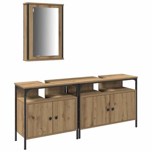 vidaXL Badezimmer Waschbeckenm&ouml;bel mit Regal 3 pcs Braun Holzwerkstoff
