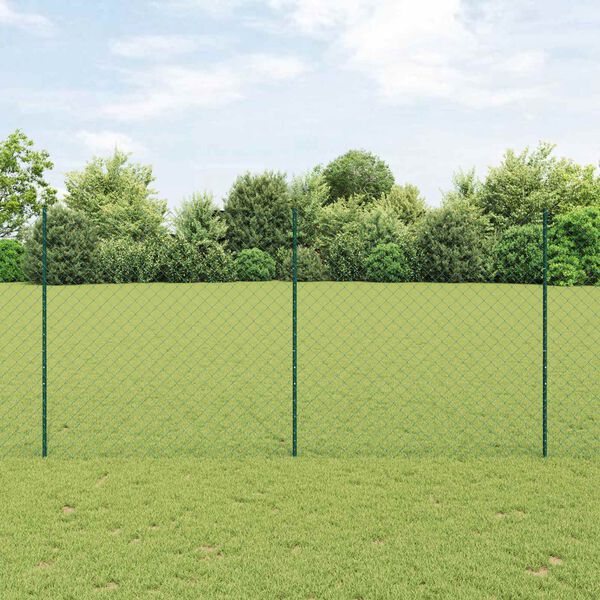 vidaXL Zaun mit Pfosten Gr&uuml;n 1.6 x 25 m Stahl und PVC