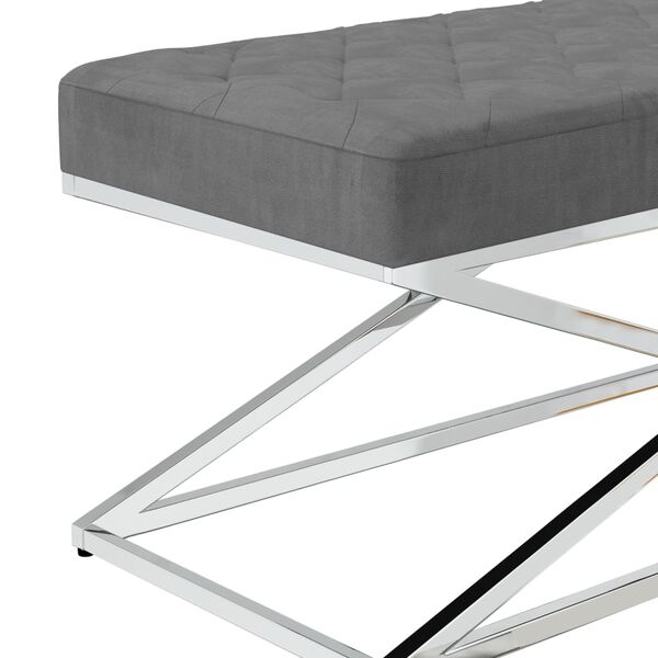 vidaXL Sitzbank Dunkelgrau Samt und Edelstahl