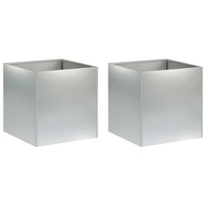 vidaXL Garten-Pflanzgef&auml;&szlig; 2 stk. Silber 35 x 35 x 35 cm