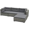 vidaXL 5-tlg. Garten-Lounge-Set mit Auflagen Poly Rattan Grau