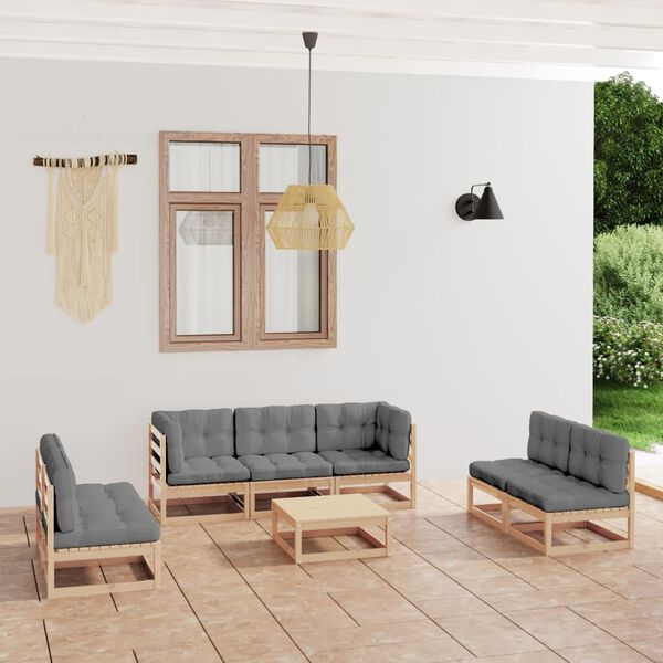 vidaXL 8-tlg. Garten-Lounge-Set mit Kissen Kiefer Massivholz