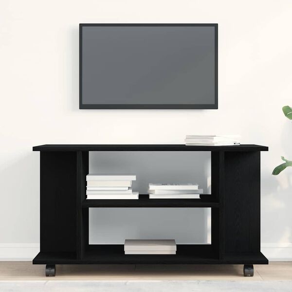 vidaXL TV-Schrank mit Rollen Schwarz Eichen-Optik 80x40x45 cm