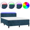 vidaXL Boxspringbett mit Matratze & LED Dunkelblau 140x200 cm Samt