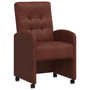 vidaXL Esszimmerst&uuml;hle mit Rollen 2 stk. Kunstleder Gl&auml;nzendes Braun