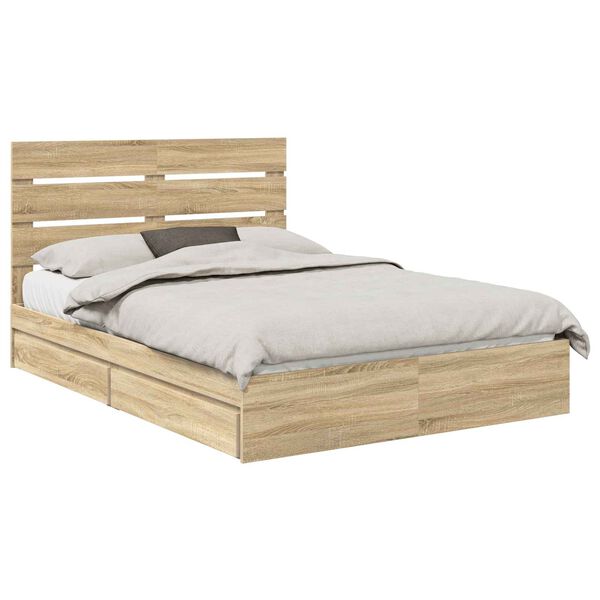 vidaXL Aufbewahrungsbett Sonoma-Eiche 140 x 190 cm Holzwerkstoff