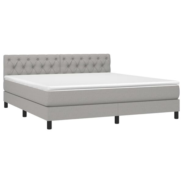 vidaXL Boxspringbett mit Matratze Hellgrau 160x200 cm Stoff