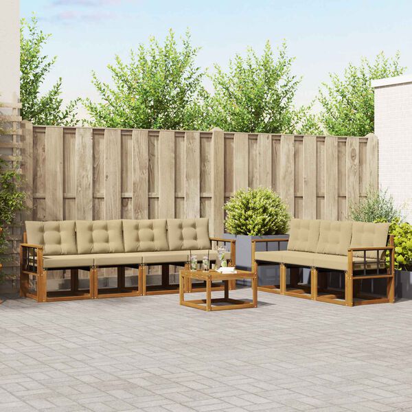 vidaXL Outdoor-Sofagarnitur mit Kissen 8 pcs Natur und Beige