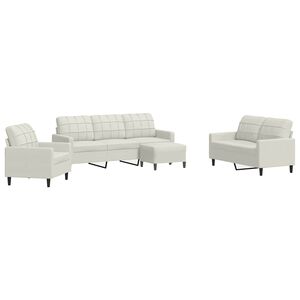 vidaXL 4-tlg. Sofagarnitur mit Kissen Creme Samt