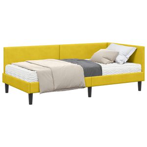 vidaXL Eckbettgestell mit Matratze 2 stk. Gelb 80 x 200 cm Samt