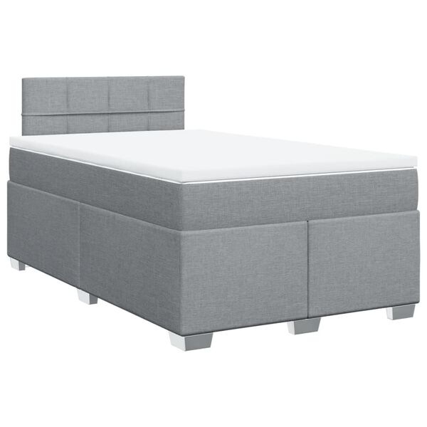 vidaXL Boxspringbett mit Matratze Hellgrau 120x200 cm Stoff