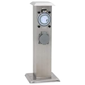 Gartensteckdose Steckdosenturm Edelstahl mit Timer