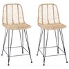 vidaXL Barstuhl 2 stk. Natur 44,5 x 54,5 x 97,5 cm Rattan und Eisen
