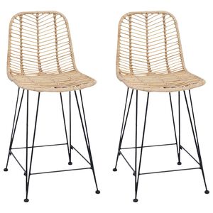 vidaXL Barstuhl 2 stk. Natur 44,5 x 54,5 x 97,5 cm Rattan und Eisen