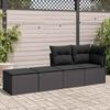 vidaXL 2-tlg. Garten-Sofagarnitur mit Kissen Schwarz Poly Rattan