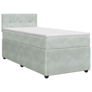 vidaXL Boxspringbett mit Matratze Hellgrau 80 x 200 cm Samt