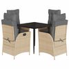vidaXL 5-tlg. Garten-Essgruppe mit Kissen Beige Poly Rattan