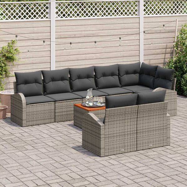 vidaXL Gartensofa-set mit Speicher 9 pcs Grau Poly-Rattan