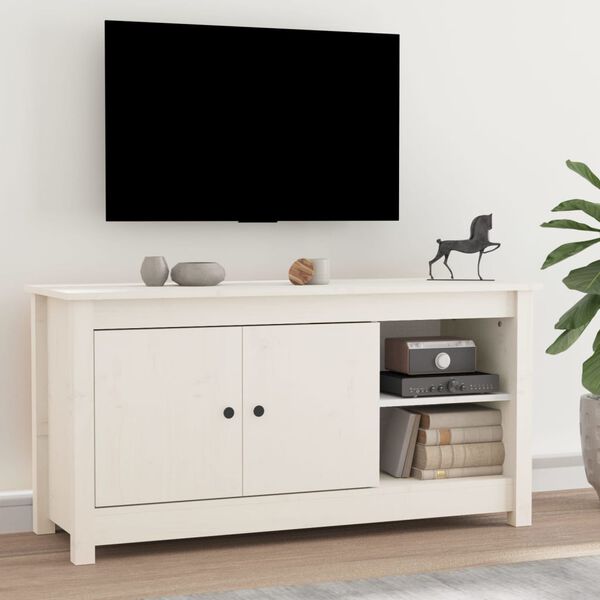 vidaXL TV-Schrank Weiß 103x36,5x52 cm Massivholz Kiefer