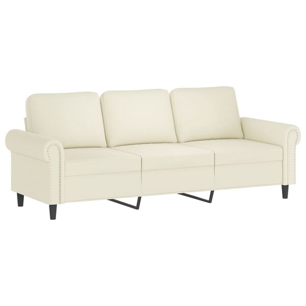 vidaXL 3-Sitzer-Sofa mit Hocker Creme 180 cm Samt