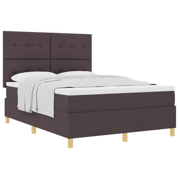 vidaXL Boxspringbett mit Matratze Dunkelbraun 140 x 190 cm Stoff