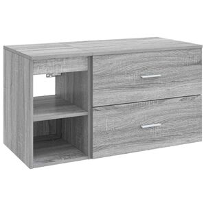 vidaXL Badezimmerm&ouml;bel-Set 2 pcs Grau Sonoma Holzwerkstoff