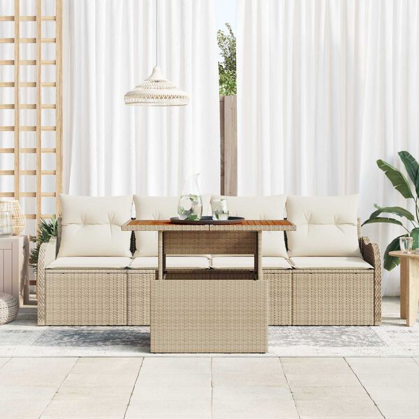 vidaXL Gartensofa-set mit Speicher 5 pcs Beige Poly-Rattan