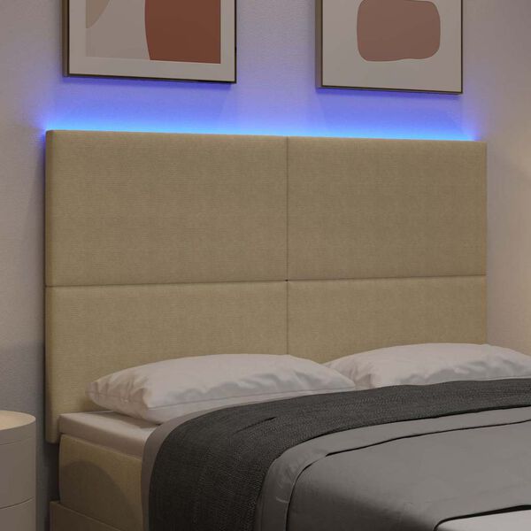 vidaXL LED Kopfteil mit LED-Lichtleisten Grau-Gr&uuml;n 160 cm Polyester